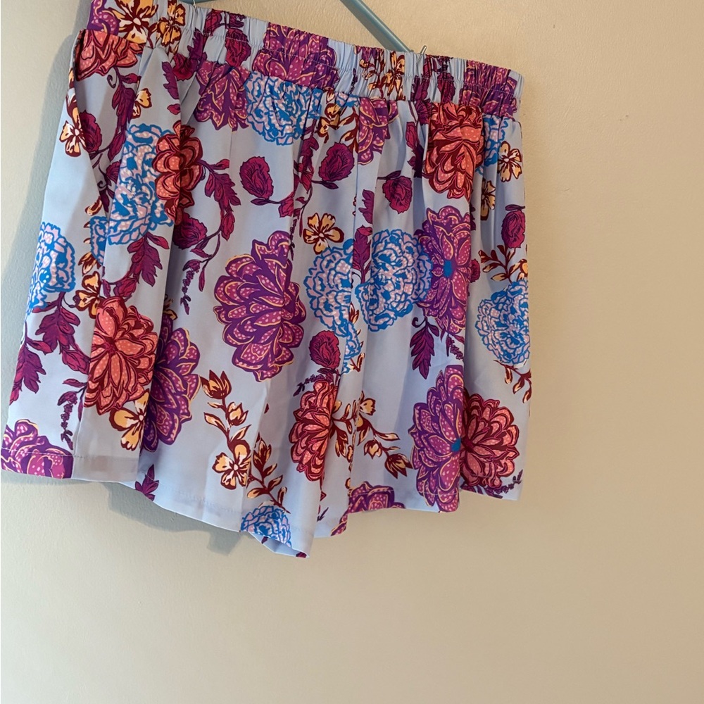 Umgee Floral Print pajama Shorts - Picture 2 of 3